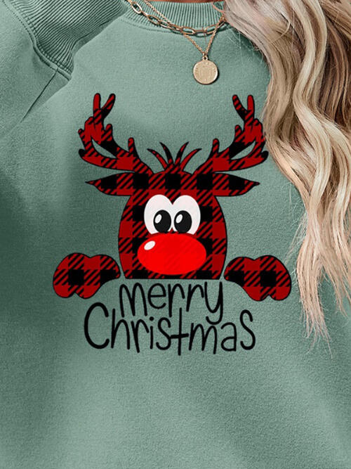 MERRY CHRISTMAS With Reindeer Sweatshirt (9 Colors)  Krazy Heart Designs Boutique   