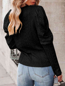 Round Neck Puff Sleeve Knit Top (5 Colors) Shirts & Tops Krazy Heart Designs Boutique   