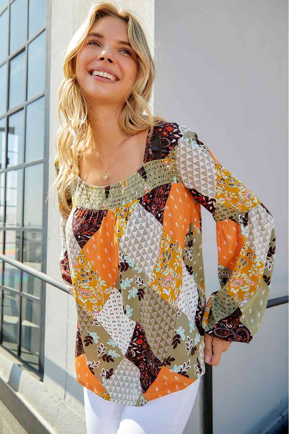 Patchwork Balloon Sleeve Blouse  Krazy Heart Designs Boutique   