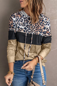 Leopard Color Block Hoodie (5 Colors)  Krazy Heart Designs Boutique Khaki S 