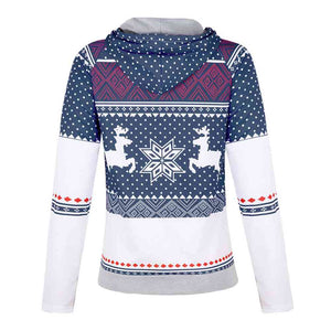 Reindeer & Snowflake Long Sleeve Hoodie with Pocket (5 Colors)  Krazy Heart Designs Boutique   