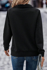 Half Zip Collar Solid Color Long Sleeve Sweatshirt Shirts & Tops Krazy Heart Designs Boutique   