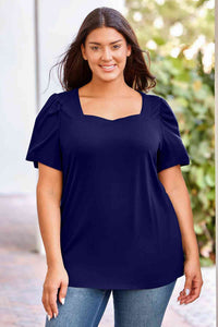 Plus Size Square Neck Puff Sleeve Top (7 Colors) Shirts & Tops Krazy Heart Designs Boutique Navy 1X 
