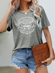 COUNTRY ROADS TAKE ME HOME Graphic Tee (5 Colors)  Krazy Heart Designs Boutique Heather Gray S 