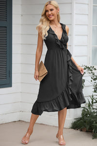 Ruffled Sleeveless Midi Dress Dress Krazy Heart Designs Boutique   