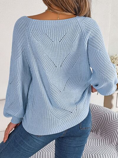 Openwork Buttoned Square Neck Sweater (3 Colors) Shirts & Tops Krazy Heart Designs Boutique   