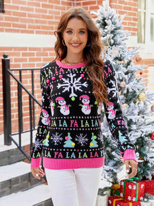 Christmas Ribbed Trim Sweater  Krazy Heart Designs Boutique Multicolor S 