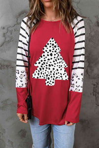 Christmas Tree Graphic Long Sleeve T-Shirt Shirts & Tops Krazy Heart Designs Boutique Deep Red S 