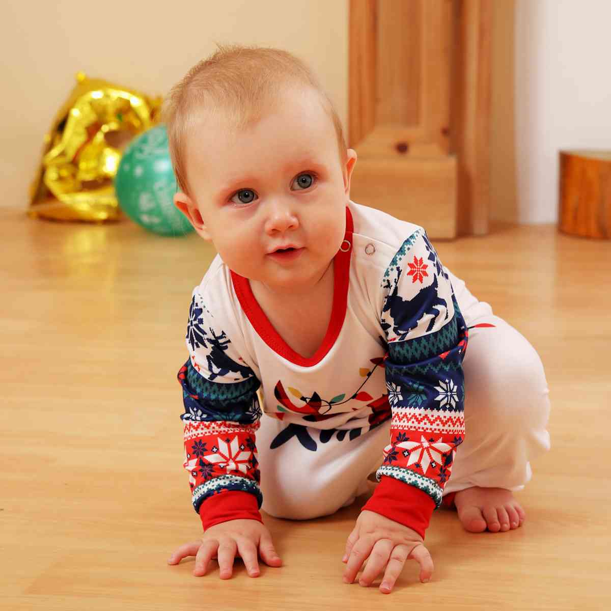 MERRY XMAS Reindeer Graphic Pajama Jumpsuit for Baby  Krazy Heart Designs Boutique   