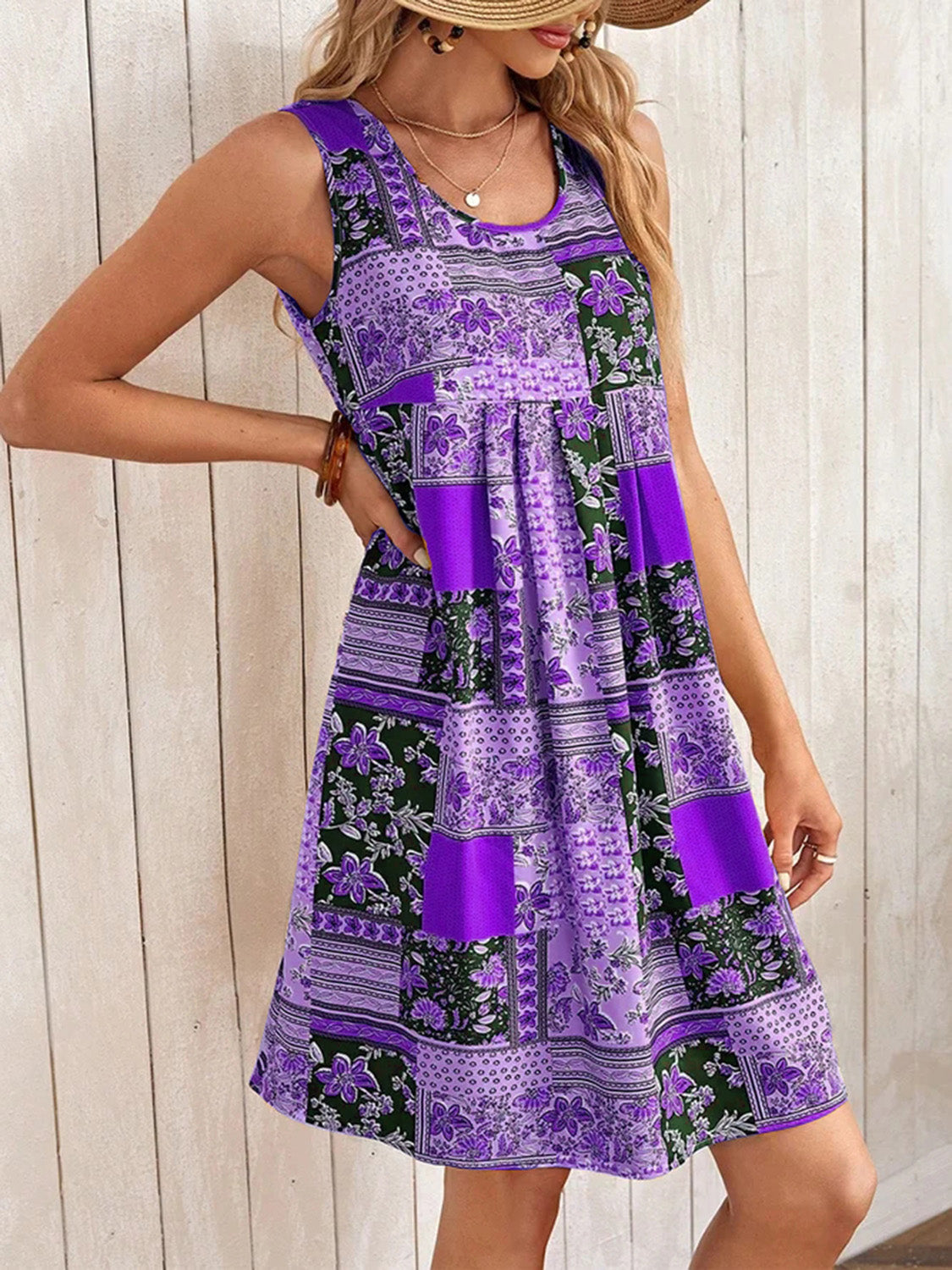 Patchwork Printed Sleeveless Mini Dress (4 Colors)  Krazy Heart Designs Boutique   