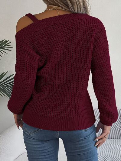 Asymmetrical Neck Long Sleeve Sweater (5 Colors) Shirts & Tops Krazy Heart Designs Boutique   