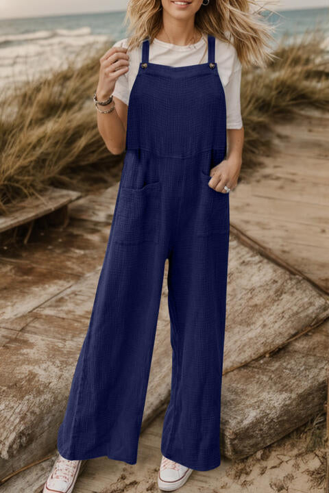 Full Size Wide Leg Front Pocket Jumpsuit (4 Colors)  Krazy Heart Designs Boutique   