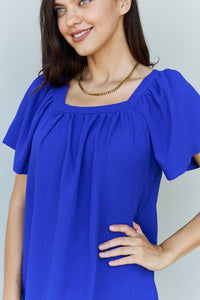 Ninexis Keep Me Close Square Neck Short Sleeve Blouse in Royal  Krazy Heart Designs Boutique   