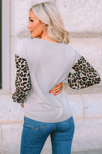 Leopard Print Color Block V-Neck Top  Krazy Heart Designs Boutique   