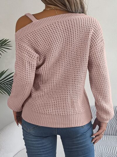 Asymmetrical Neck Long Sleeve Sweater (5 Colors) Shirts & Tops Krazy Heart Designs Boutique   