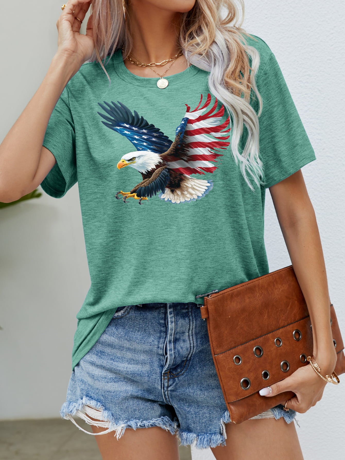 US Flag Eagle Graphic Tee (5 Colors)  Krazy Heart Designs Boutique Gum Leaf S 