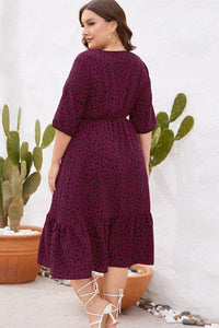 Plus Size Printed Surplice Ruffle Hem Dress (3 Colors) Dress Krazy Heart Designs Boutique   