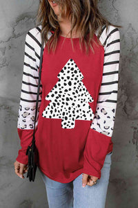 Christmas Tree Graphic Long Sleeve T-Shirt Shirts & Tops Krazy Heart Designs Boutique   